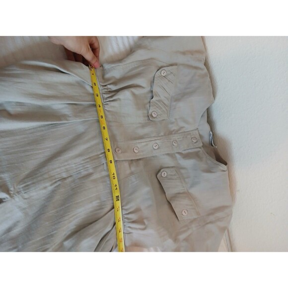 ACT I Womens Jumpsuit Beige Button Up Zipper Pockets 3/4 Sleeve Belt 90’s M - Picture 16 of 16